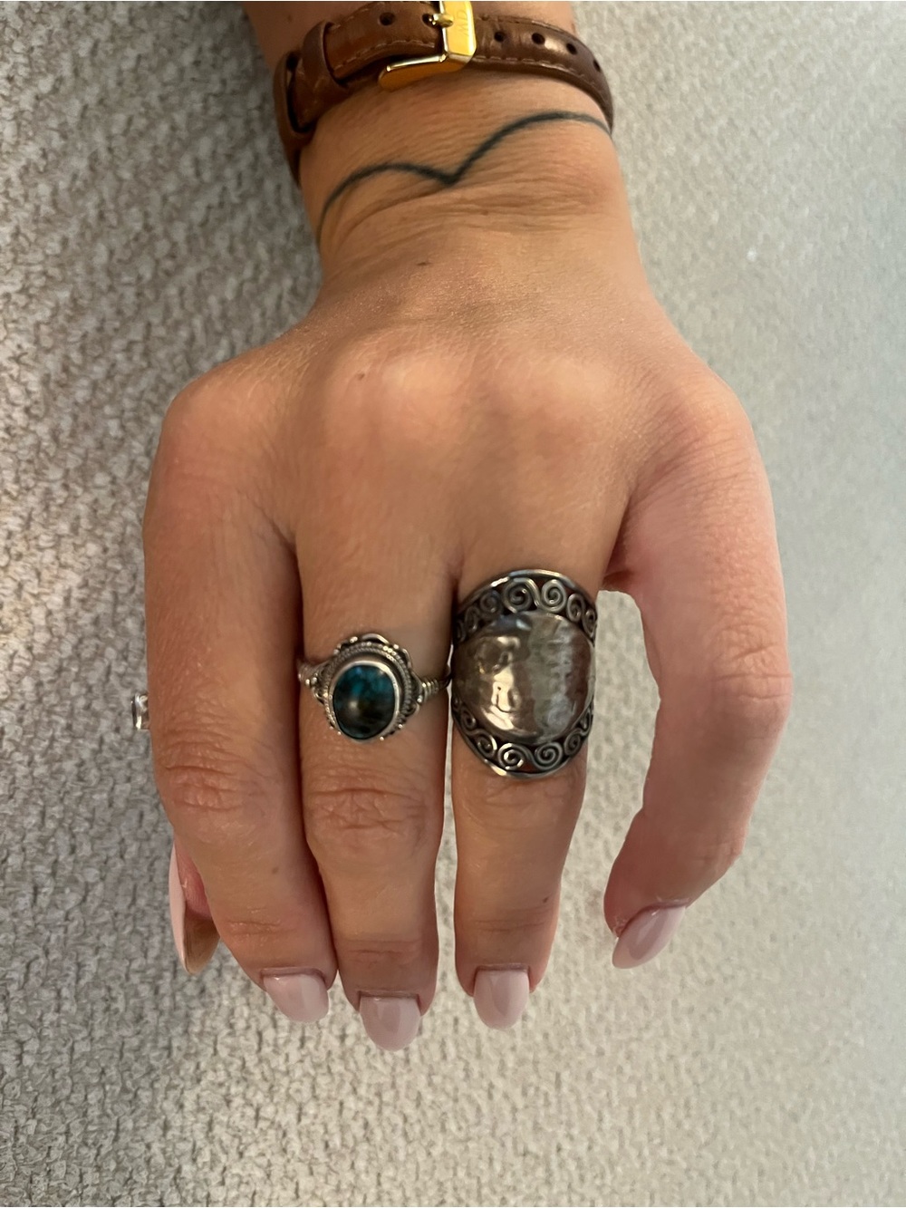 Vintage-Inspired Swirl Silver Statement Ring — Silver - Picture 2 of 3